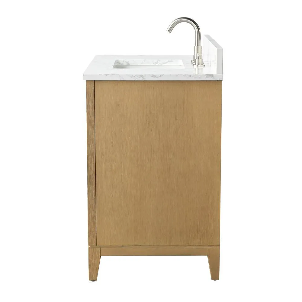 Vanity Art 36 in. W x 22 in. D x 34 in. H Single Sink Bathroom Vanity in Natural Oak with Engineered Marble Top, photo 8 of 11