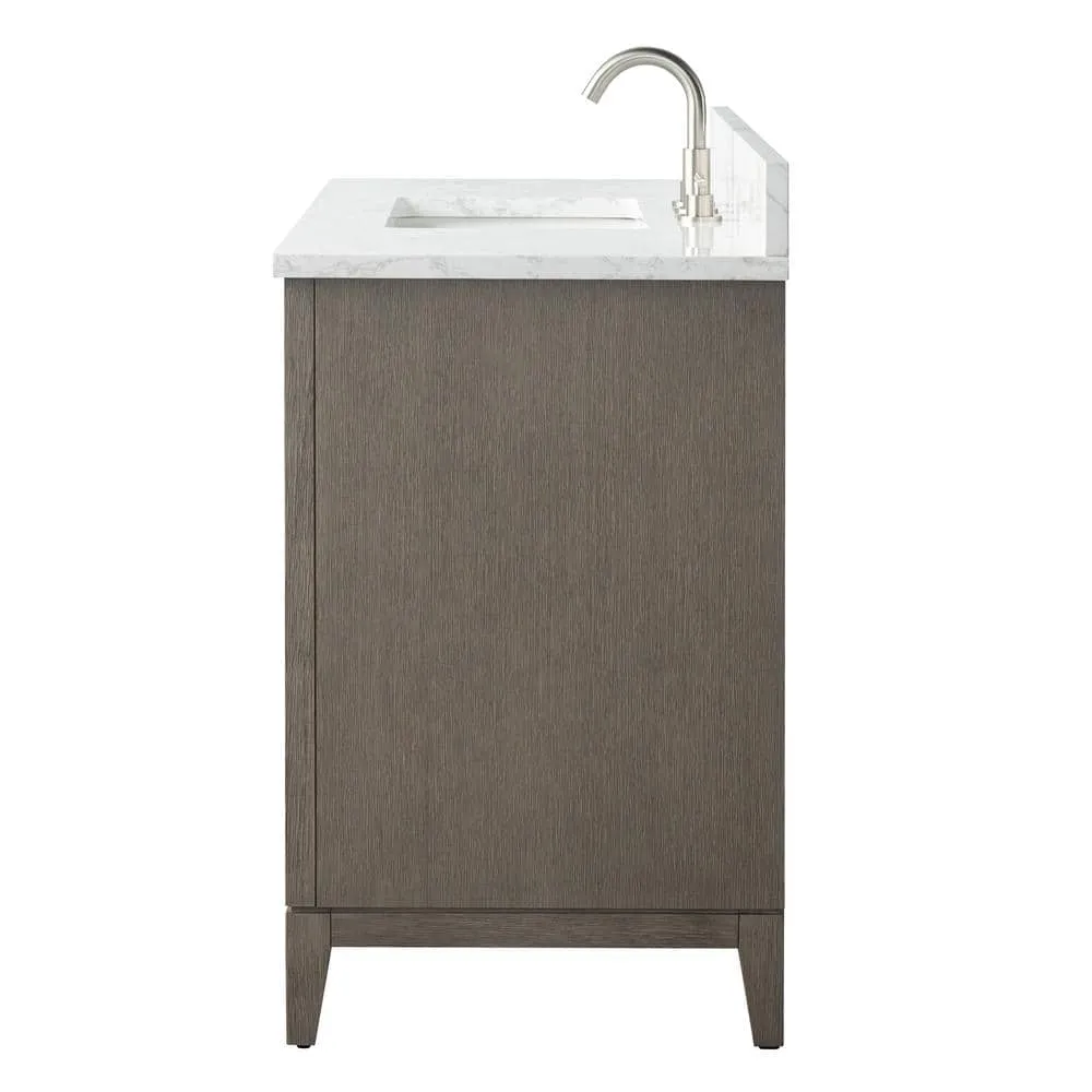 Vanity Art 42 in. W x 22 in. D x 34 in. H Single Sink Bathroom Vanity in Driftwood Gray with Engineered Marble Top, photo 8 of 11