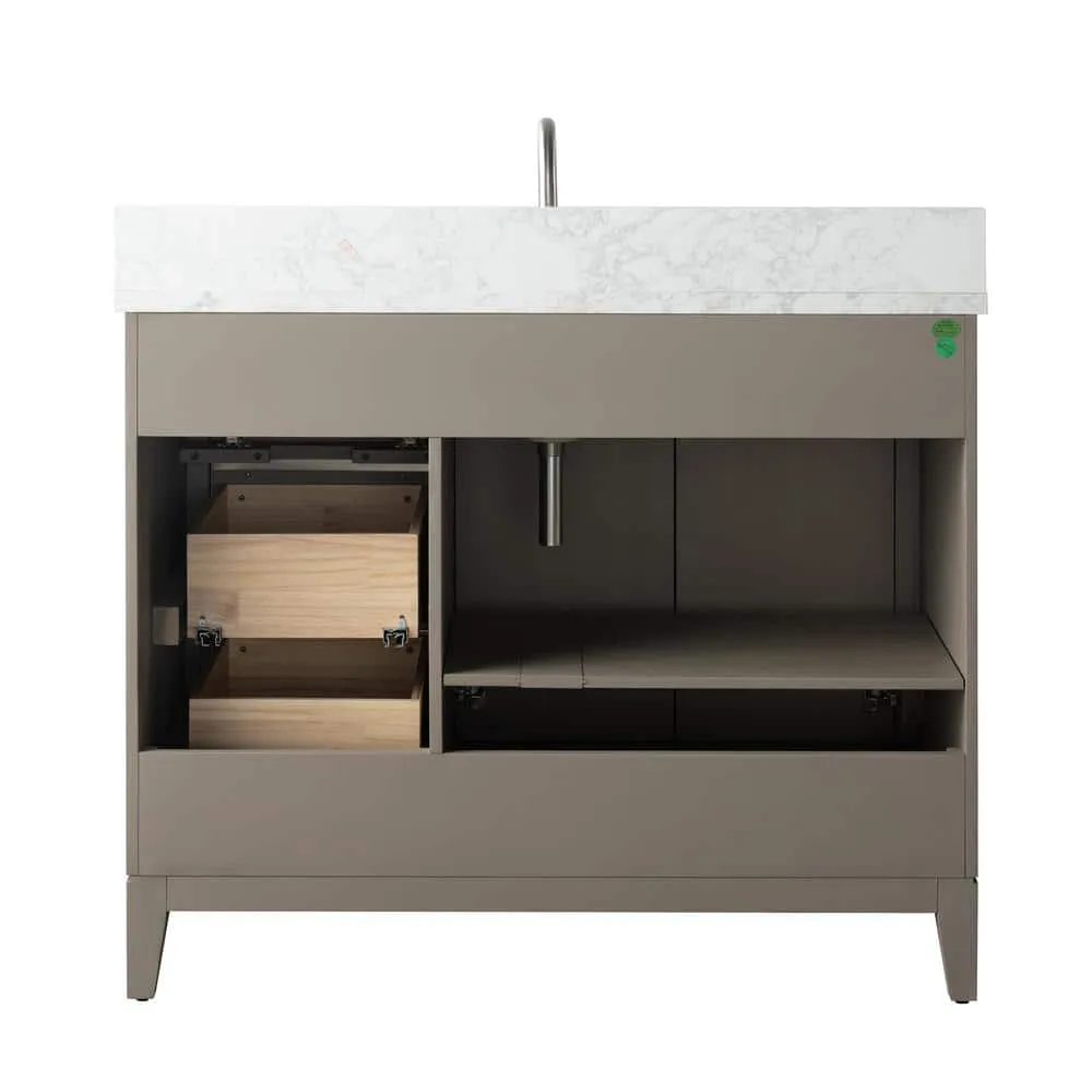 Vanity Art 42 in. W x 22 in. D x 34 in. H Single Sink Bathroom Vanity in Driftwood Gray with Engineered Marble Top, photo 7 of 11