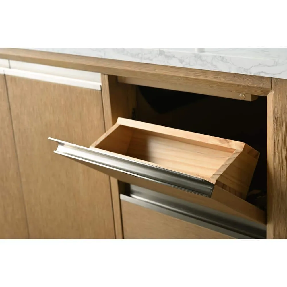 Vanity Art 42 in. W x 22 in. D x 34 in. H Single Sink Bathroom Vanity in Natural Oak with Engineered Marble Top, photo 10 of 11