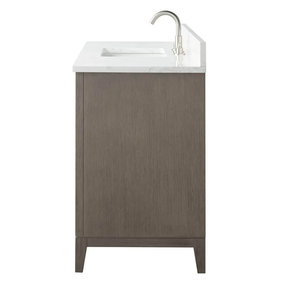 Vanity Art 48 in. W x 22 in. D x 34 in. H Single Sink Bathroom Vanity in Driftwood Gray with Engineered Marble Top, photo 8 of 11