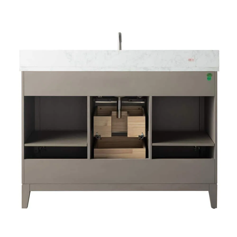 Vanity Art 48 in. W x 22 in. D x 34 in. H Single Sink Bathroom Vanity in Driftwood Gray with Engineered Marble Top, photo 7 of 11