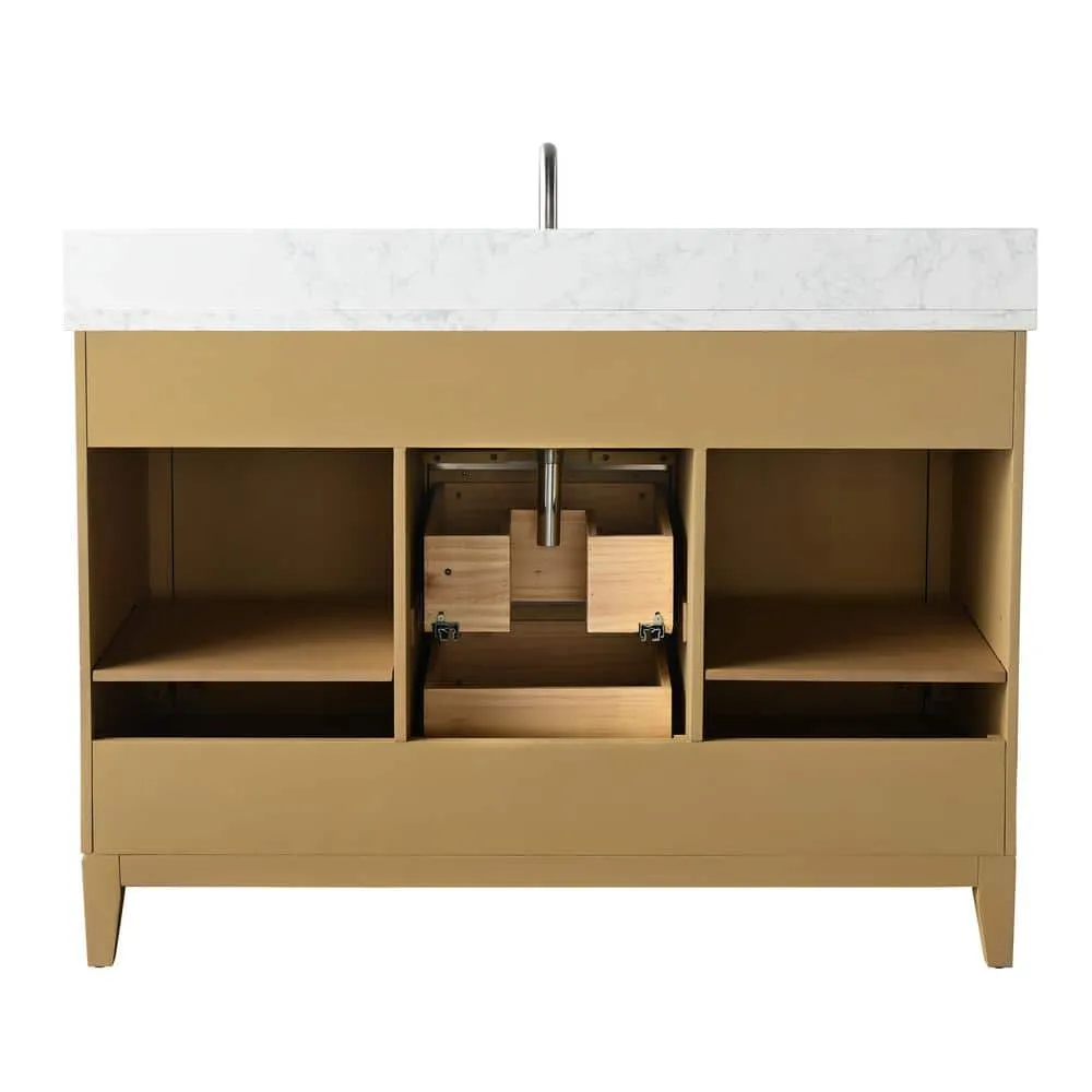 Vanity Art 48 in. W x 22 in. D x 34 in. H Single Sink Bathroom Vanity in Natural Oak with Engineered Marble Top, photo 7 of 11