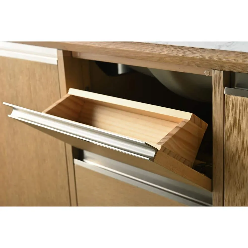 Vanity Art 48 in. W x 22 in. D x 34 in. H Single Sink Bathroom Vanity in Natural Oak with Engineered Marble Top, photo 10 of 11