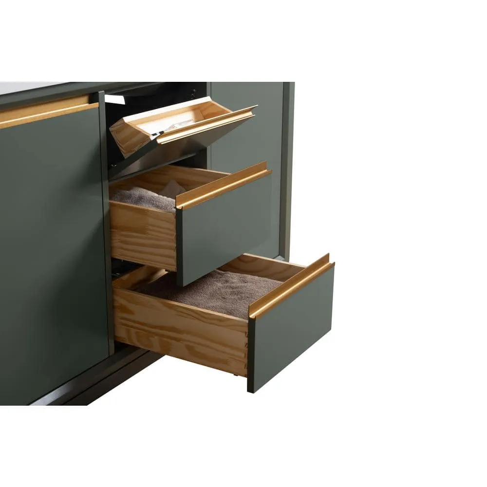 Vanity Art 54 in. W x 22 in. D x 34 in. H Double Sink Bathroom Vanity in Vintage Green with Engineered Marble Top, photo 9 of 11