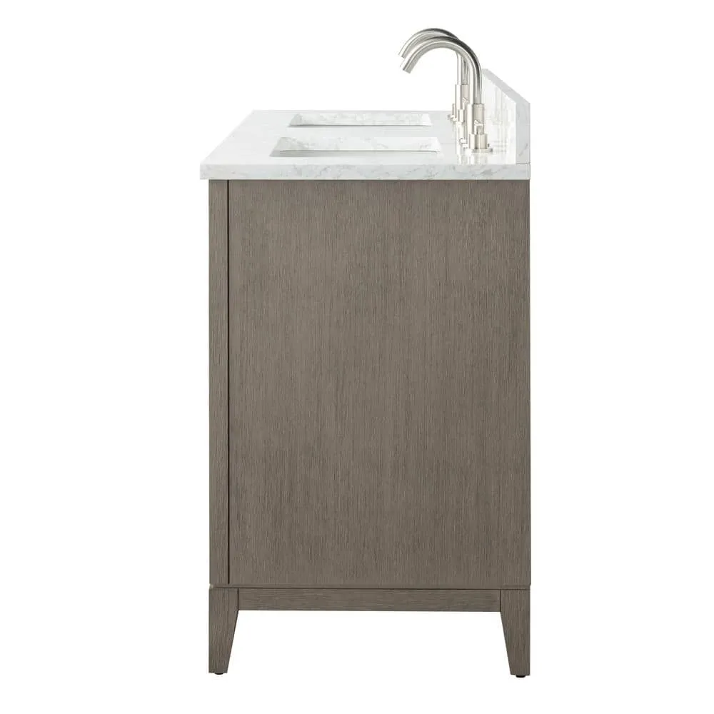 Vanity Art 60 in. W x 22 in. D x 34 in. H Double Sink Bathroom Vanity in Driftwood Gray with Engineered Marble Top, photo 6 of 11