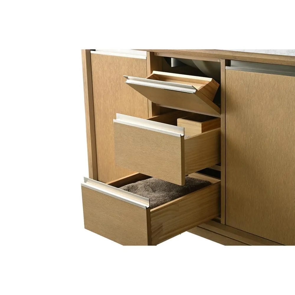 Vanity Art 60 in. W x 22 in. D x 34 in. H Double Sink Bathroom Vanity in Natural Oak with Engineered Marble Top, photo 9 of 12