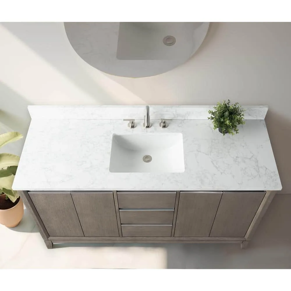 Vanity Art 60 in. W x 22 in. D x 34 in. H Single Sink Bathroom Vanity in Driftwood Gray with Engineered Marble Top, photo 6 of 12