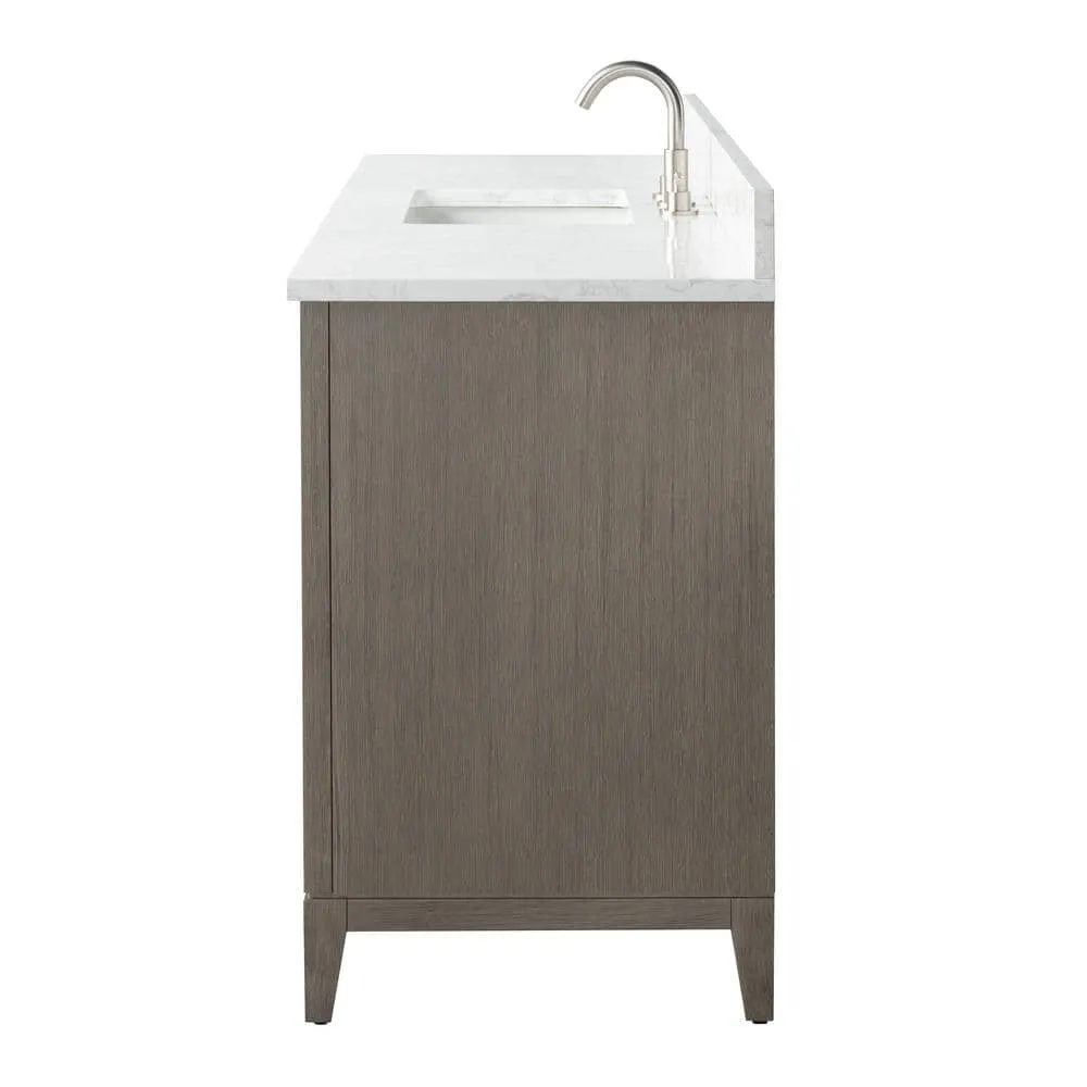 Vanity Art 60 in. W x 22 in. D x 34 in. H Single Sink Bathroom Vanity in Driftwood Gray with Engineered Marble Top, photo 8 of 12