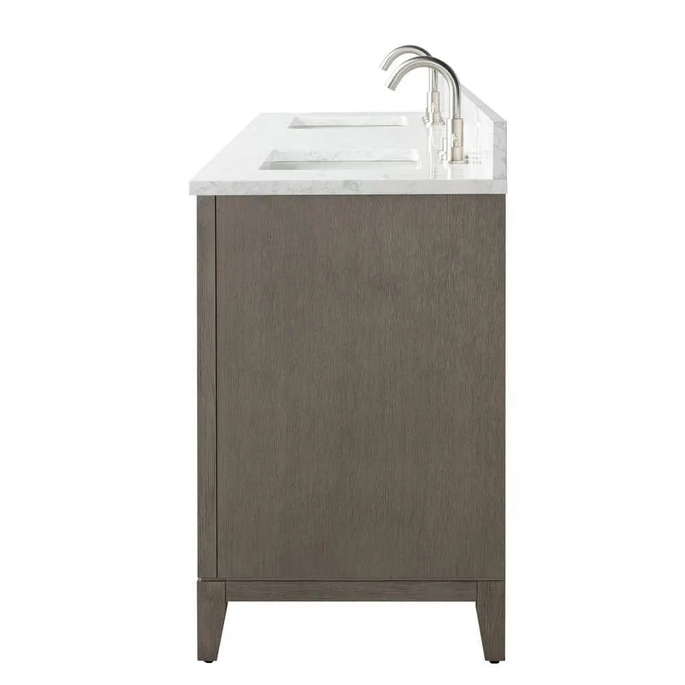 Vanity Art 72 in. W x 22 in. D x 34 in. H Double Sink Bathroom Vanity in Driftwood Gray with Engineered Marble Top, photo 8 of 12