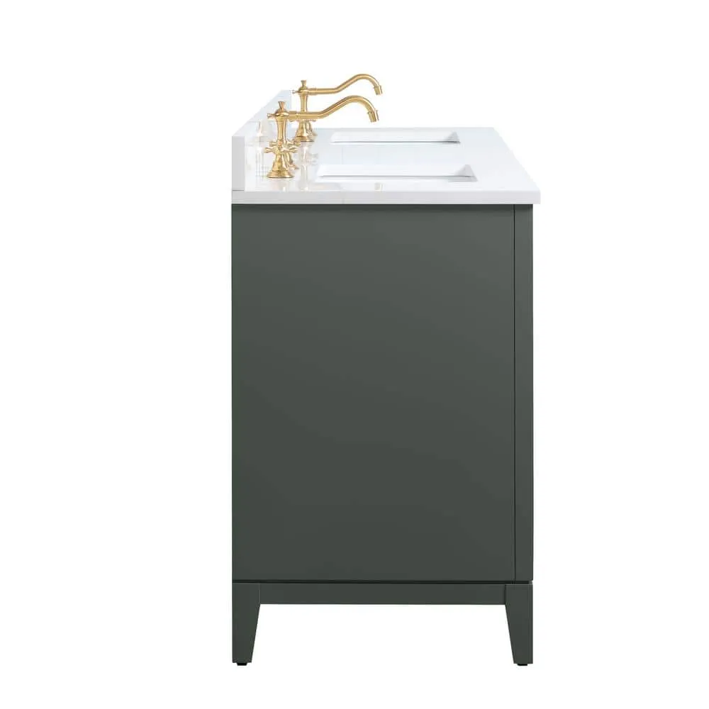 Vanity Art 72 in. W x 22 in. D x 34 in. H Double Sink Bathroom Vanity in Vintage Green with Engineered Marble Top, photo 6 of 10