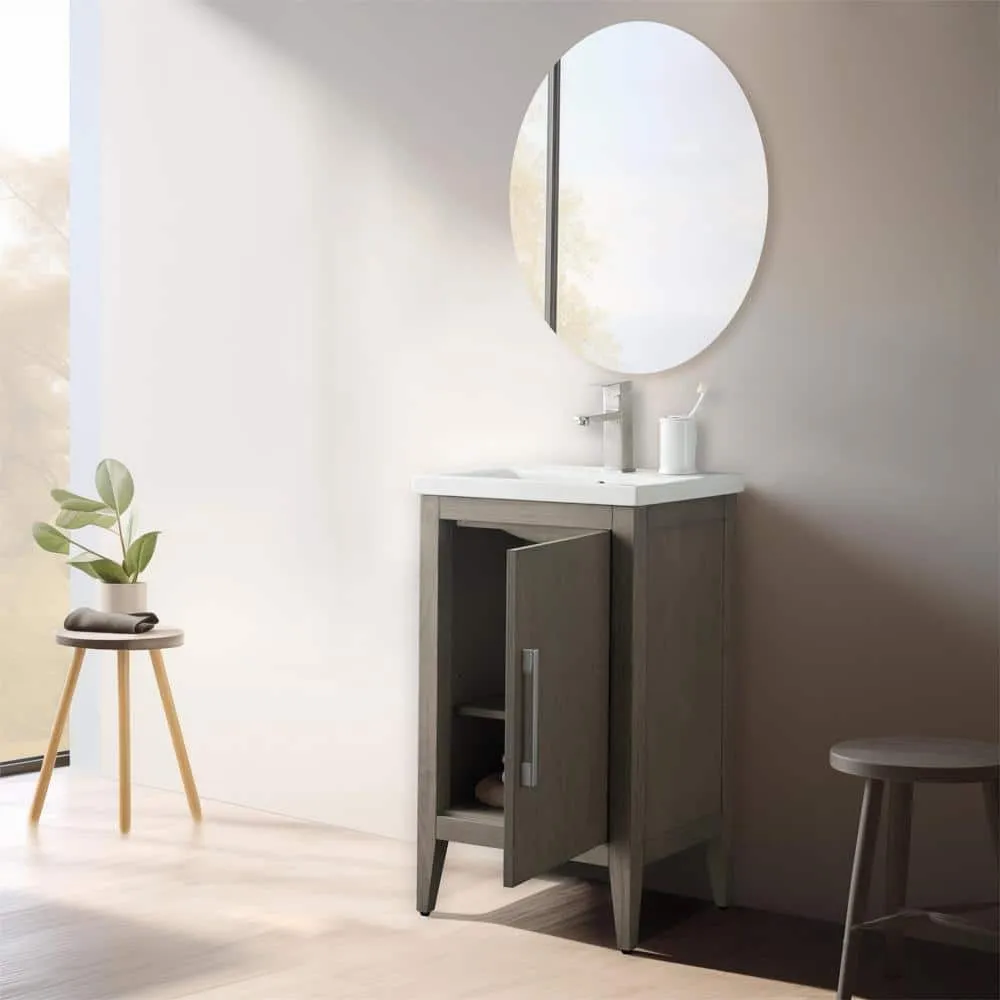 Vanity Art 20 in. W x 15.8 in D x 34 in. H Single Sink Bathroom Vanity Cabinet in Driftwood Gray with Ceramic Top, photo 7 of 10
