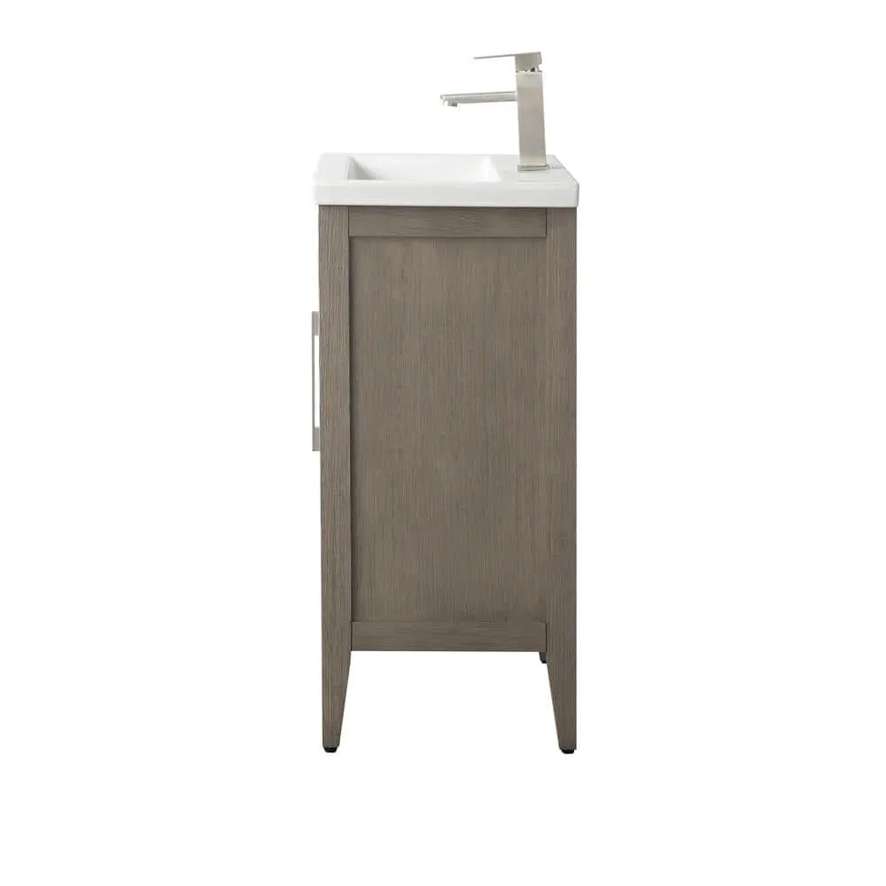 Vanity Art 20 in. W x 15.8 in D x 34 in. H Single Sink Bathroom Vanity Cabinet in Driftwood Gray with Ceramic Top, photo 2 of 10