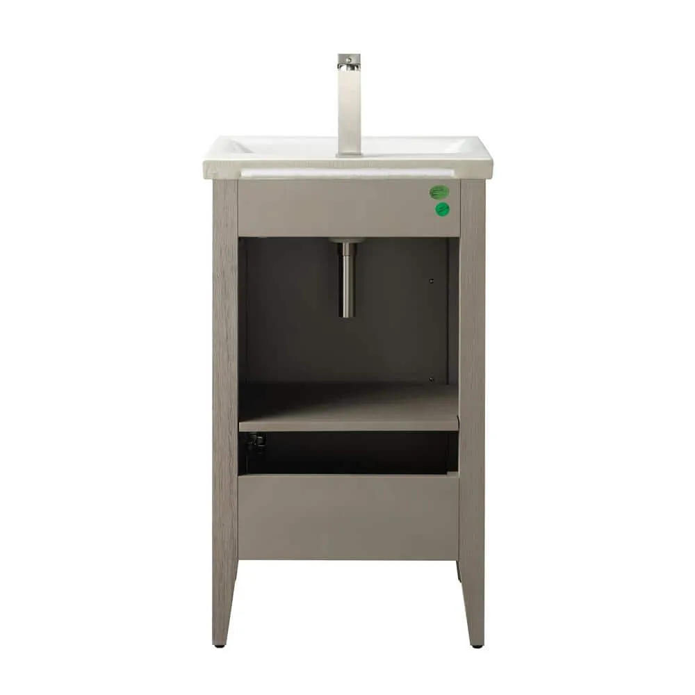 Vanity Art 20 in. W x 15.8 in D x 34 in. H Single Sink Bathroom Vanity Cabinet in Driftwood Gray with Ceramic Top, photo 8 of 10