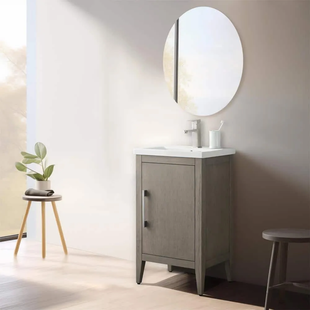 Vanity Art 20 in. W x 15.8 in D x 34 in. H Single Sink Bathroom Vanity Cabinet in Driftwood Gray with Ceramic Top, photo 6 of 10