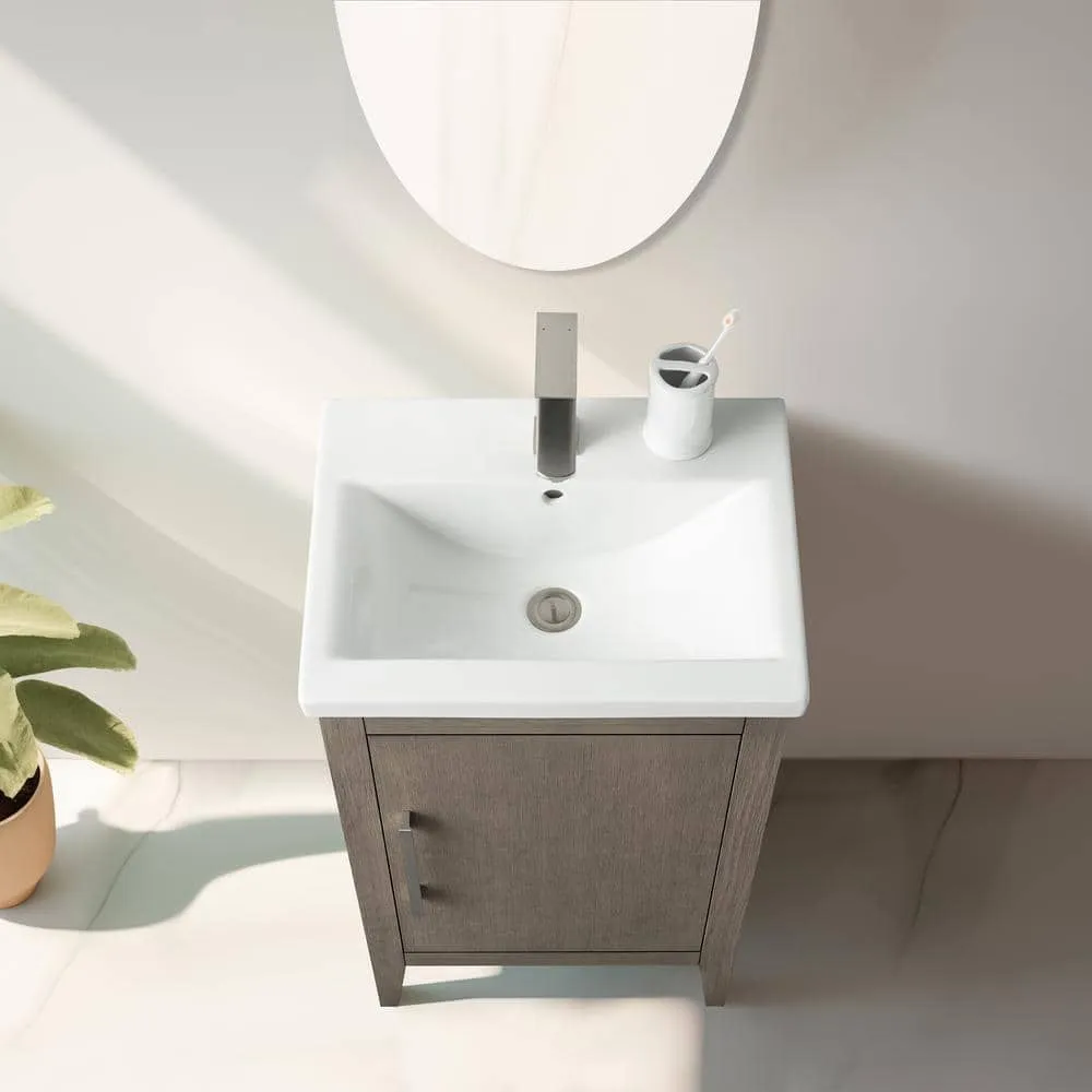 Vanity Art 20 in. W x 15.8 in D x 34 in. H Single Sink Bathroom Vanity Cabinet in Driftwood Gray with Ceramic Top, photo 3 of 10
