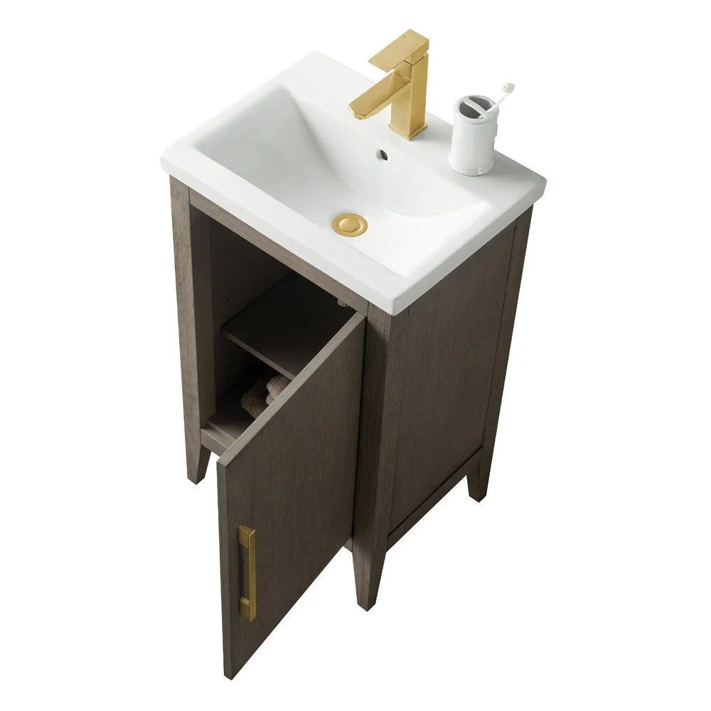 Vanity Art 20 in. W x 15.8 in. D x 34 in. H Single-Sink Bathroom Vanity Cabinet in Driftwood Gray with White Ceramic Top, photo 8 of 8