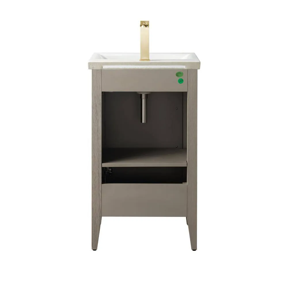 Vanity Art 20 in. W x 15.8 in. D x 34 in. H Single-Sink Bathroom Vanity Cabinet in Driftwood Gray with White Ceramic Top, photo 5 of 8