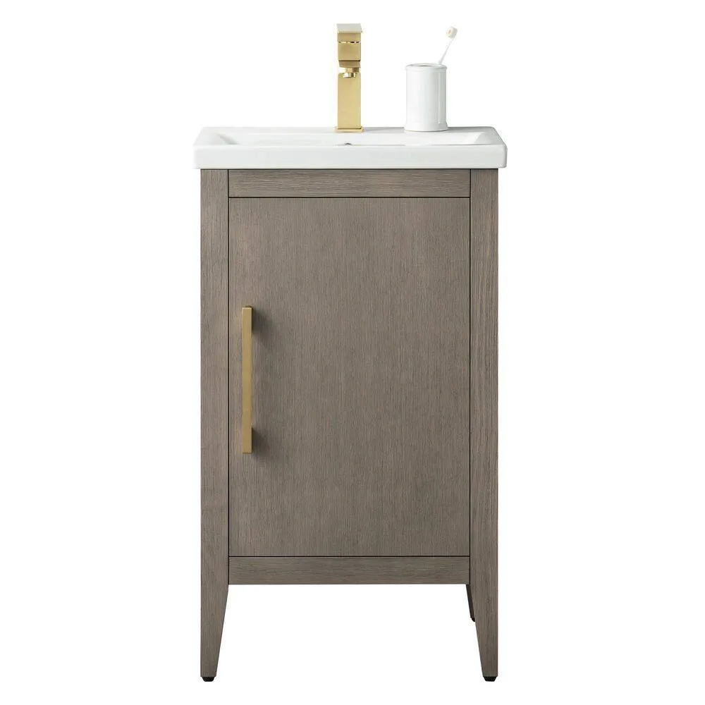 Vanity Art 20 in. W x 15.8 in. D x 34 in. H Single-Sink Bathroom Vanity Cabinet in Driftwood Gray with White Ceramic Top, photo 6 of 8