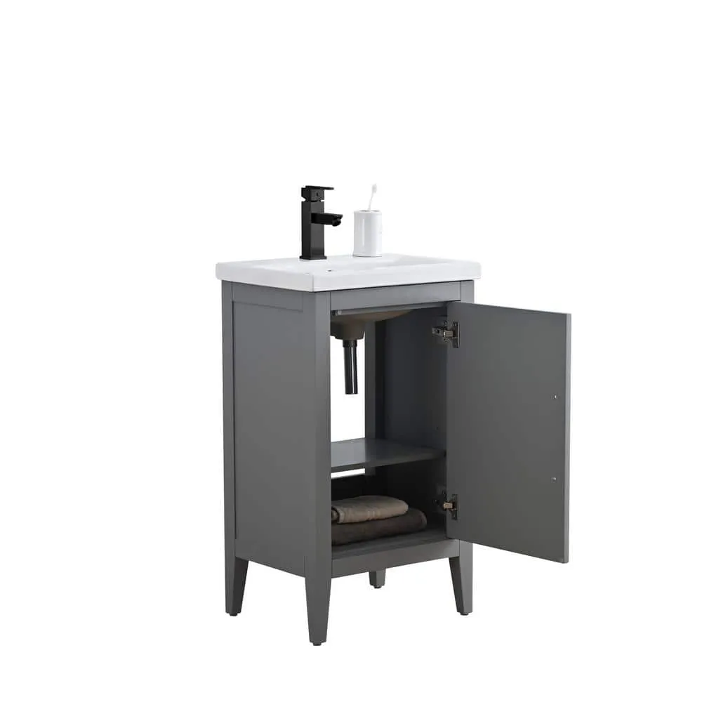 Vanity Art 20 in. W x 15.8 in D x 34 in. H Single Sink Bathroom Vanity Cabinet in Cashmere Gray with Ceramic Top, photo 7 of 10