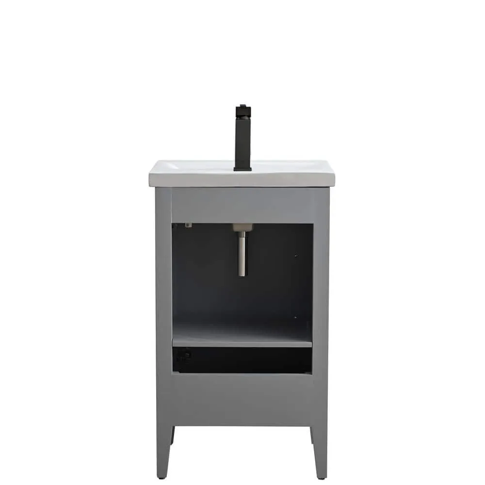 Vanity Art 20 in. W x 15.8 in D x 34 in. H Single Sink Bathroom Vanity Cabinet in Cashmere Gray with Ceramic Top, photo 8 of 10