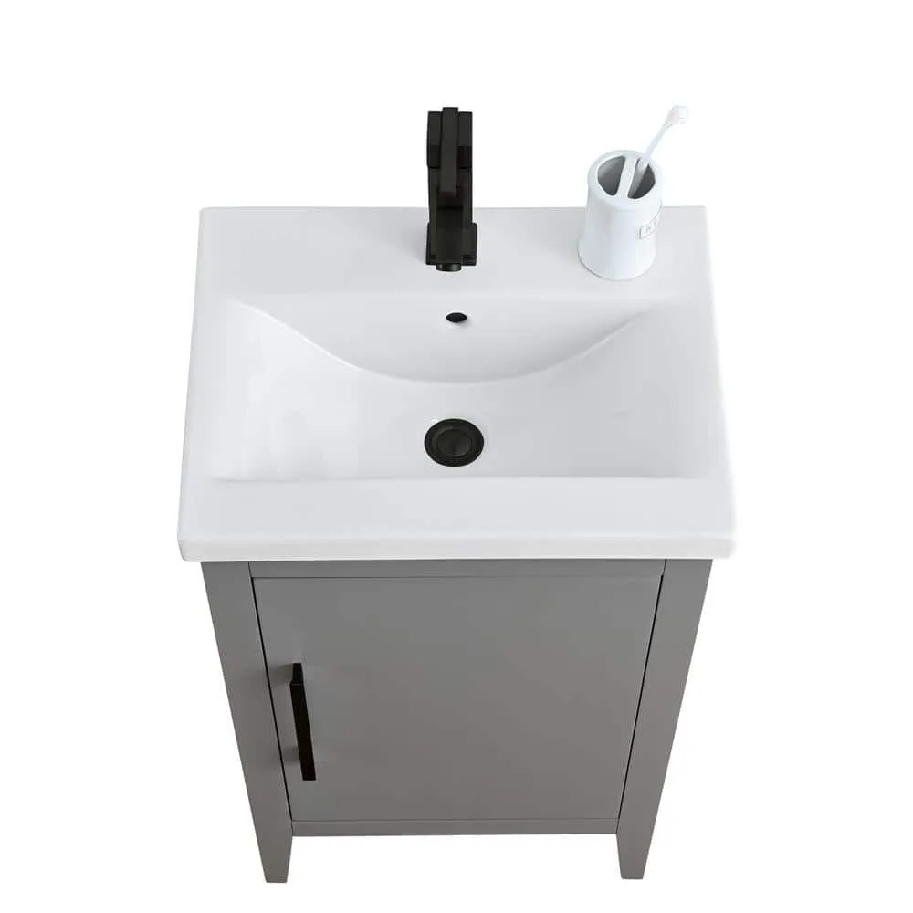 Vanity Art 20 in. W x 15.8 in D x 34 in. H Single Sink Bathroom Vanity Cabinet in Cashmere Gray with Ceramic Top, photo 3 of 10
