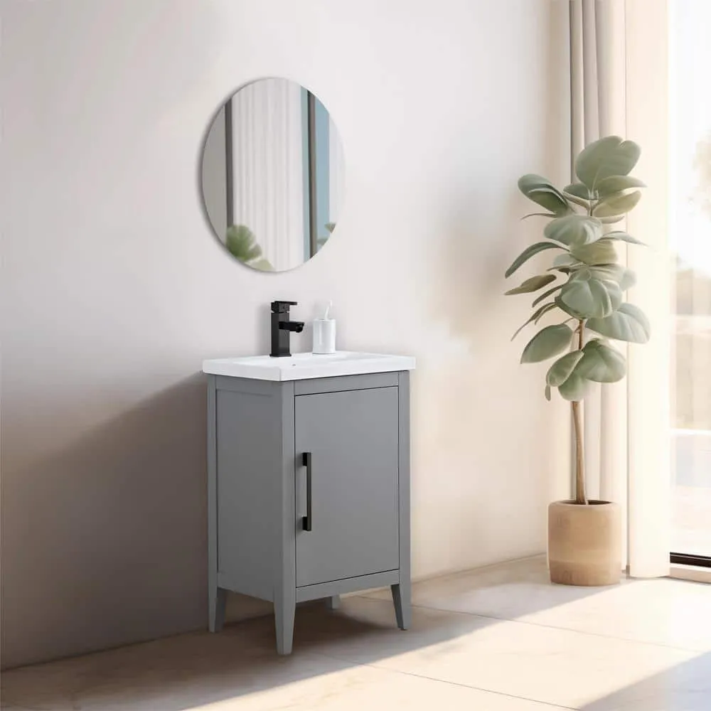 Vanity Art 20 in. W x 15.8 in D x 34 in. H Single Sink Bathroom Vanity Cabinet in Cashmere Gray with Ceramic Top, photo 5 of 10