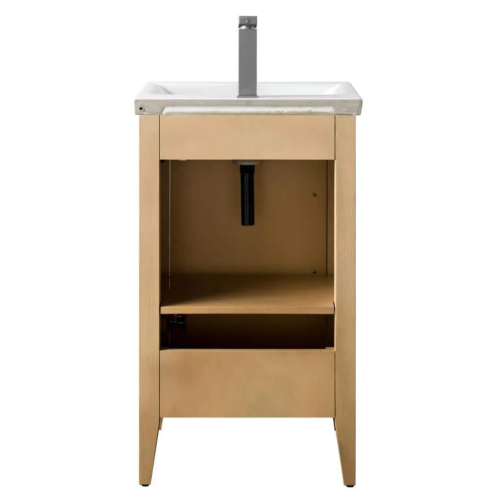 Vanity Art 20 in. W x 15.8 in D x 34 in. H Single Sink Bathroom Vanity Cabinet in Natural Oak with Ceramic Top in White, photo 4 of 10