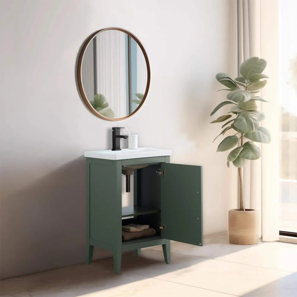 Vanity Art 20 in. W x 15.8 in D x 34 in. H Single Sink Bathroom Vanity Cabinet in Vintage Green with Ceramic Top, photo 10 of 10