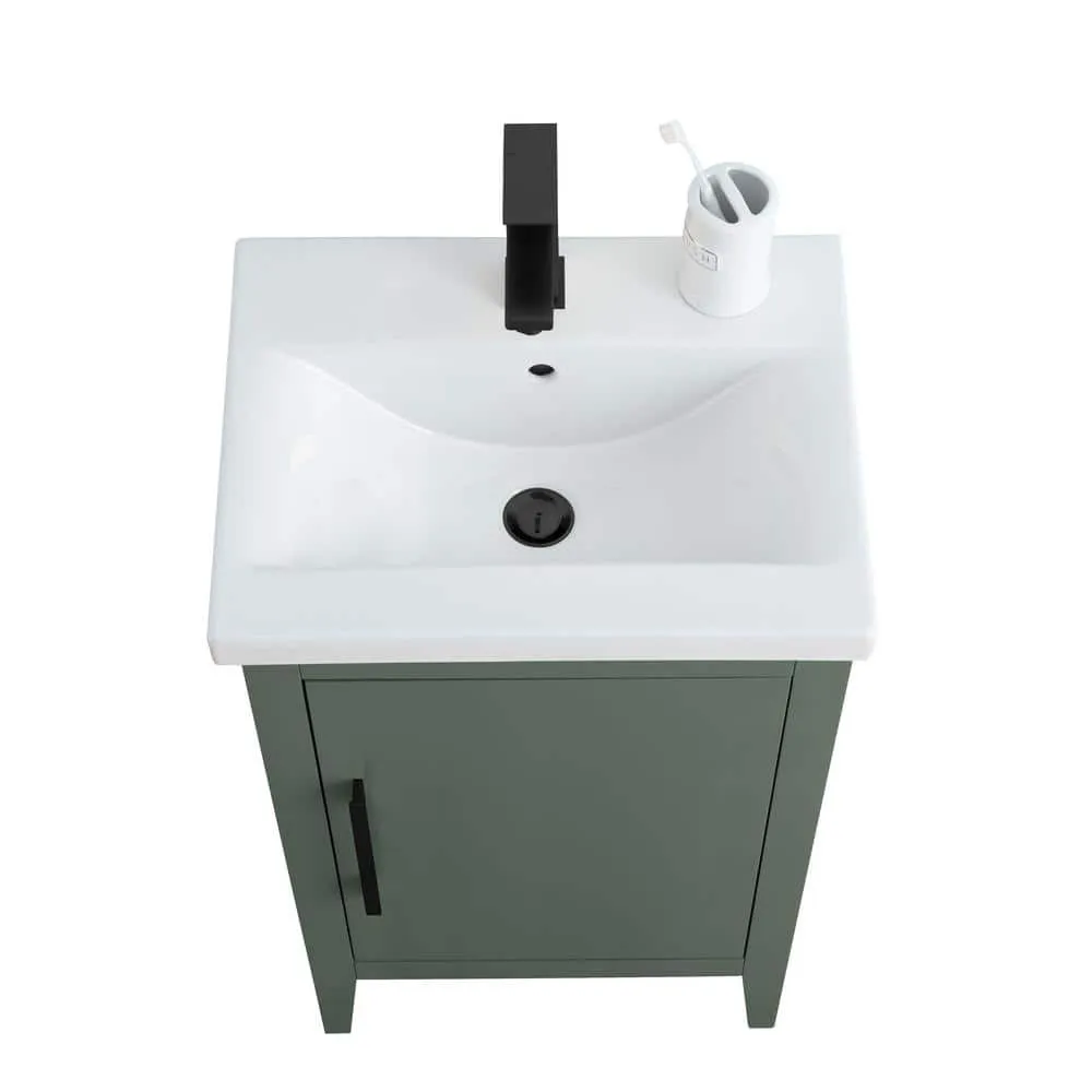 Vanity Art 20 in. W x 15.8 in D x 34 in. H Single Sink Bathroom Vanity Cabinet in Vintage Green with Ceramic Top, photo 7 of 10