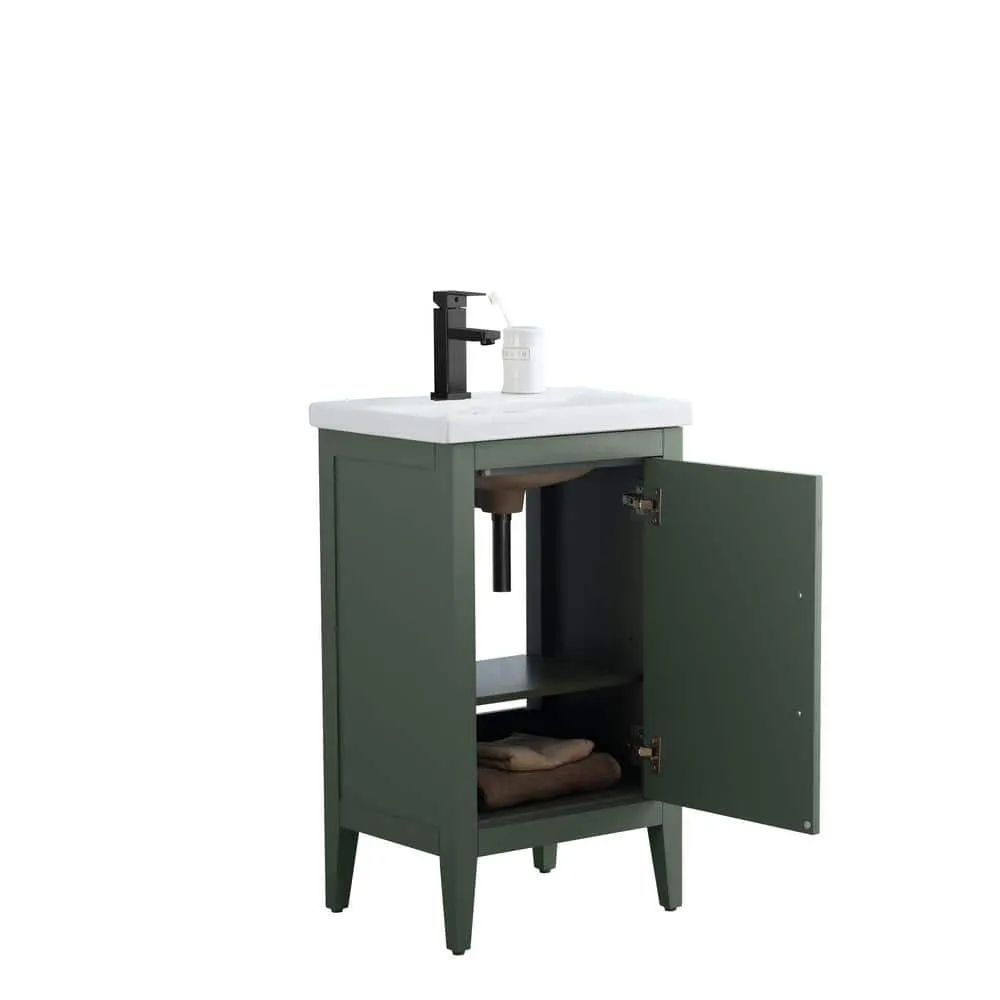Vanity Art 20 in. W x 15.8 in D x 34 in. H Single Sink Bathroom Vanity Cabinet in Vintage Green with Ceramic Top, photo 5 of 10