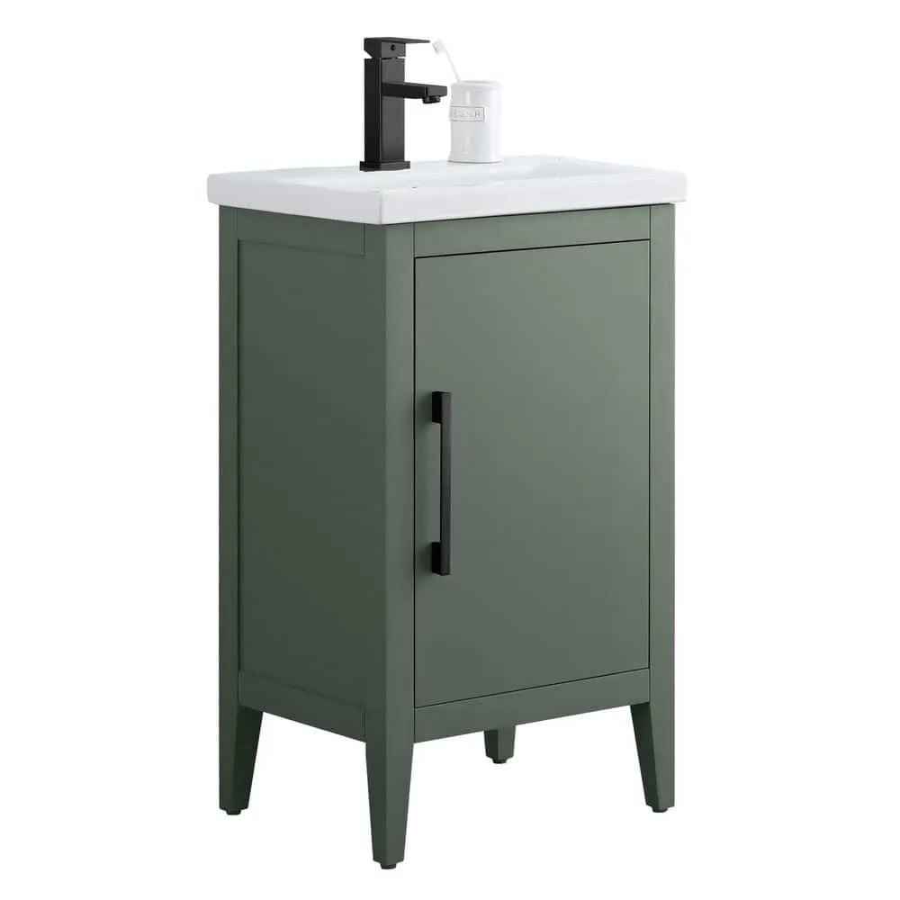 Vanity Art 20 in. W x 15.8 in. D x 34 in. H Single Sink Bathroom Vanity Cabinet in Vintage Green with Ceramic Top, photo 5 of 8