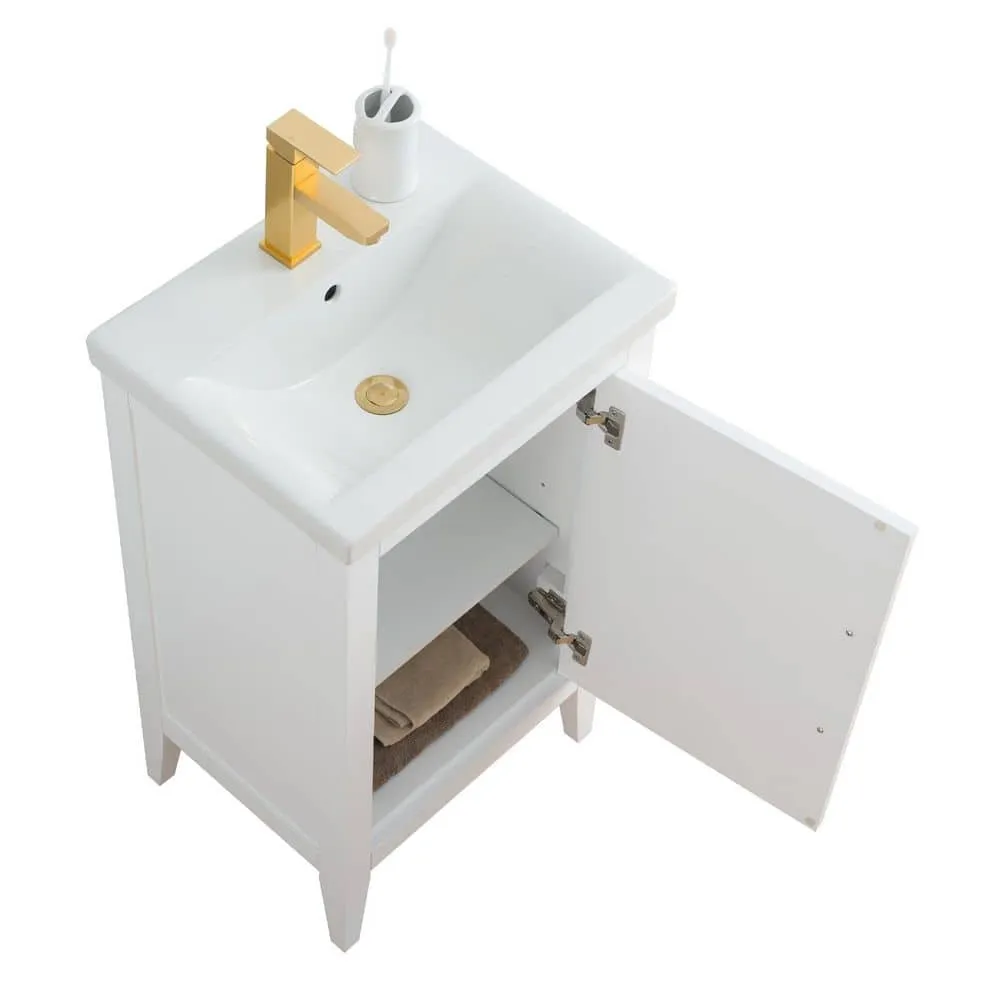 Vanity Art 20 in. W x 15.8 in. D x 34 in. H Single Sink Bathroom Vanity Cabinet in White with Ceramic Top, photo 8 of 8