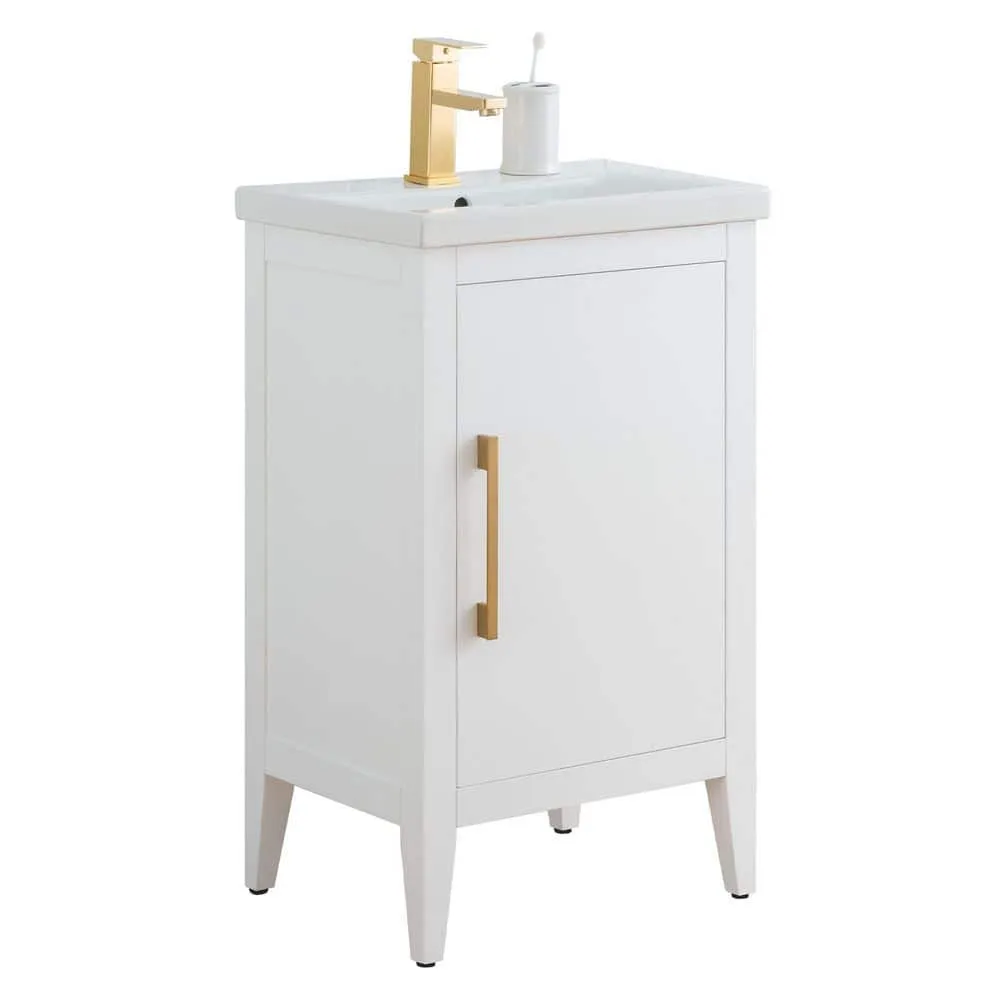 Vanity Art 20 in. W x 15.8 in. D x 34 in. H Single Sink Bathroom Vanity Cabinet in White with Ceramic Top, photo 6 of 8