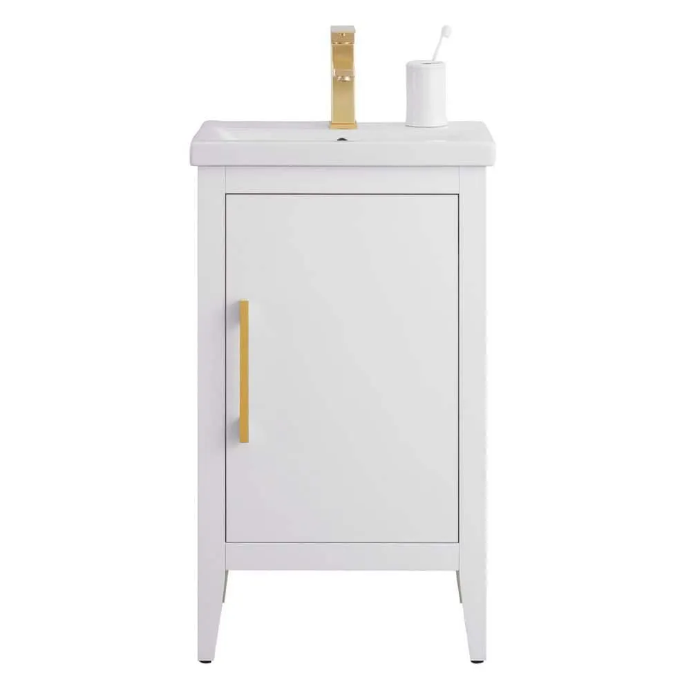 Vanity Art 20 in. W x 15.8 in. D x 34 in. H Single Sink Bathroom Vanity Cabinet in White with Ceramic Top, photo 5 of 8
