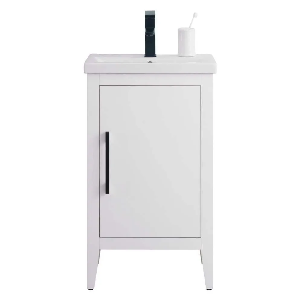 Vanity Art 20 in. W x 15.8 in. D x 34 in. H Single Sink Bathroom Vanity Cabinet in White with Ceramic Top, photo 4 of 8