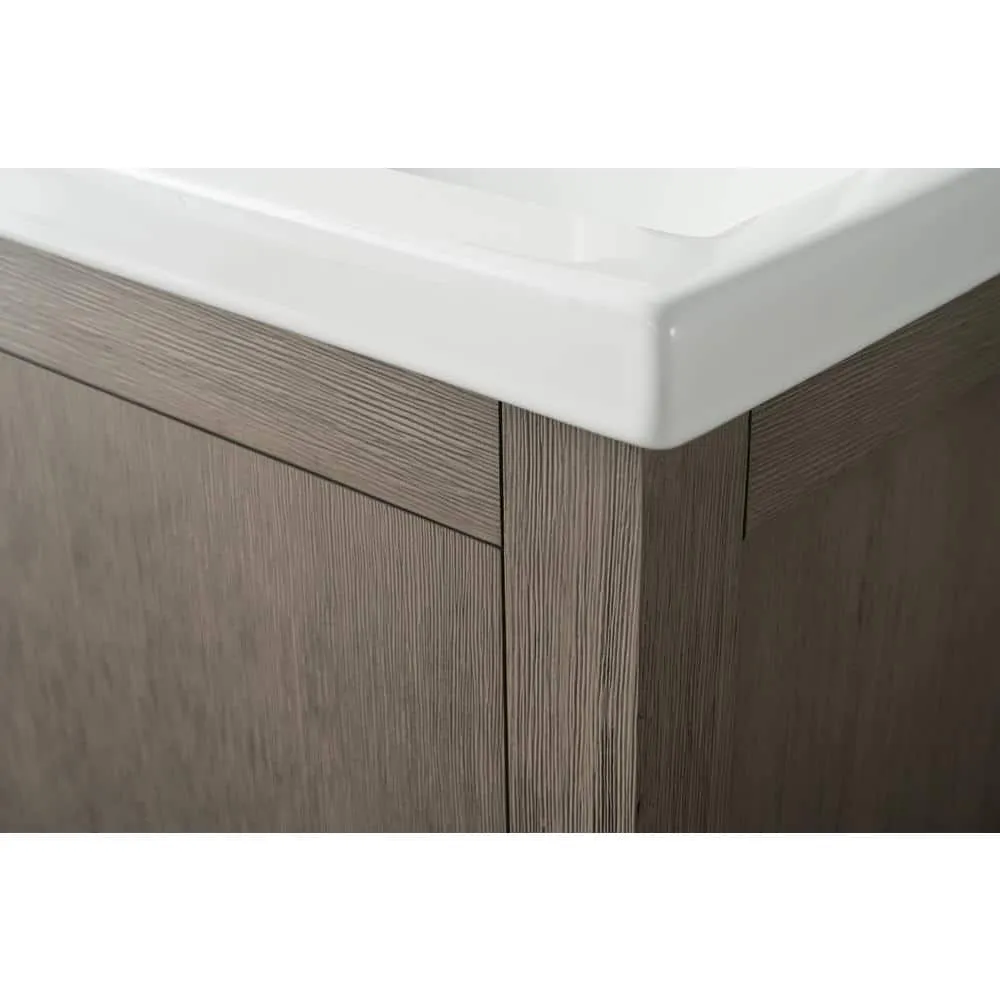 Vanity Art 24 in. W x 18.5 in D x 34 in. H Single Sink Bathroom Vanity Cabinet in Driftwood Gray with Ceramic Top, photo 3 of 12