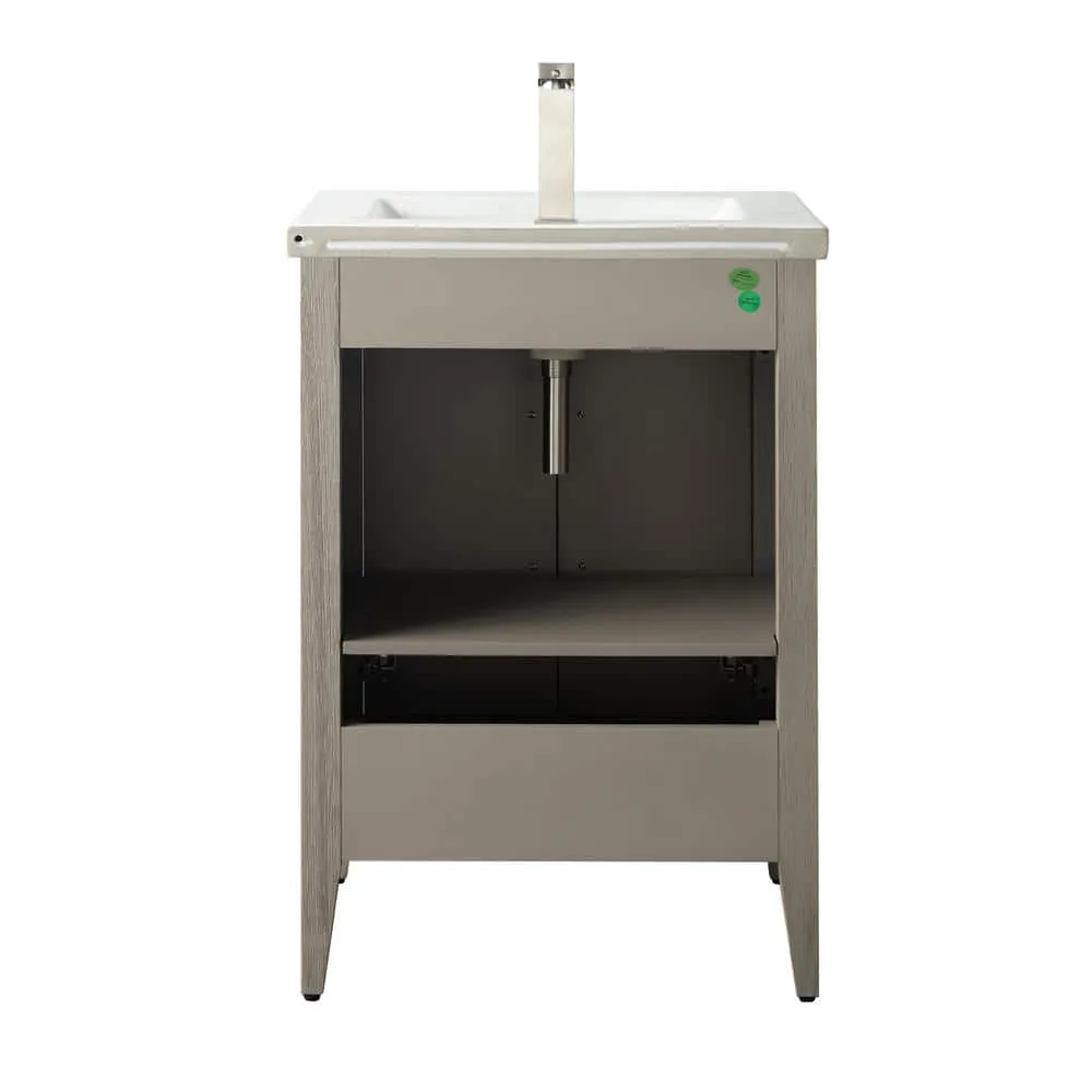 Vanity Art 24 in. W x 18.5 in D x 34 in. H Single Sink Bathroom Vanity Cabinet in Driftwood Gray with Ceramic Top, photo 8 of 12