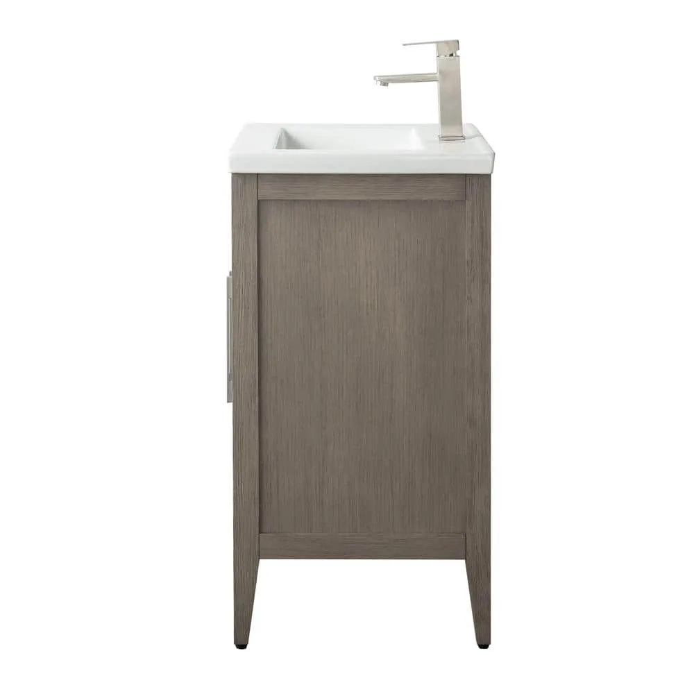 Vanity Art 24 in. W x 18.5 in D x 34 in. H Single Sink Bathroom Vanity Cabinet in Driftwood Gray with Ceramic Top, photo 9 of 12