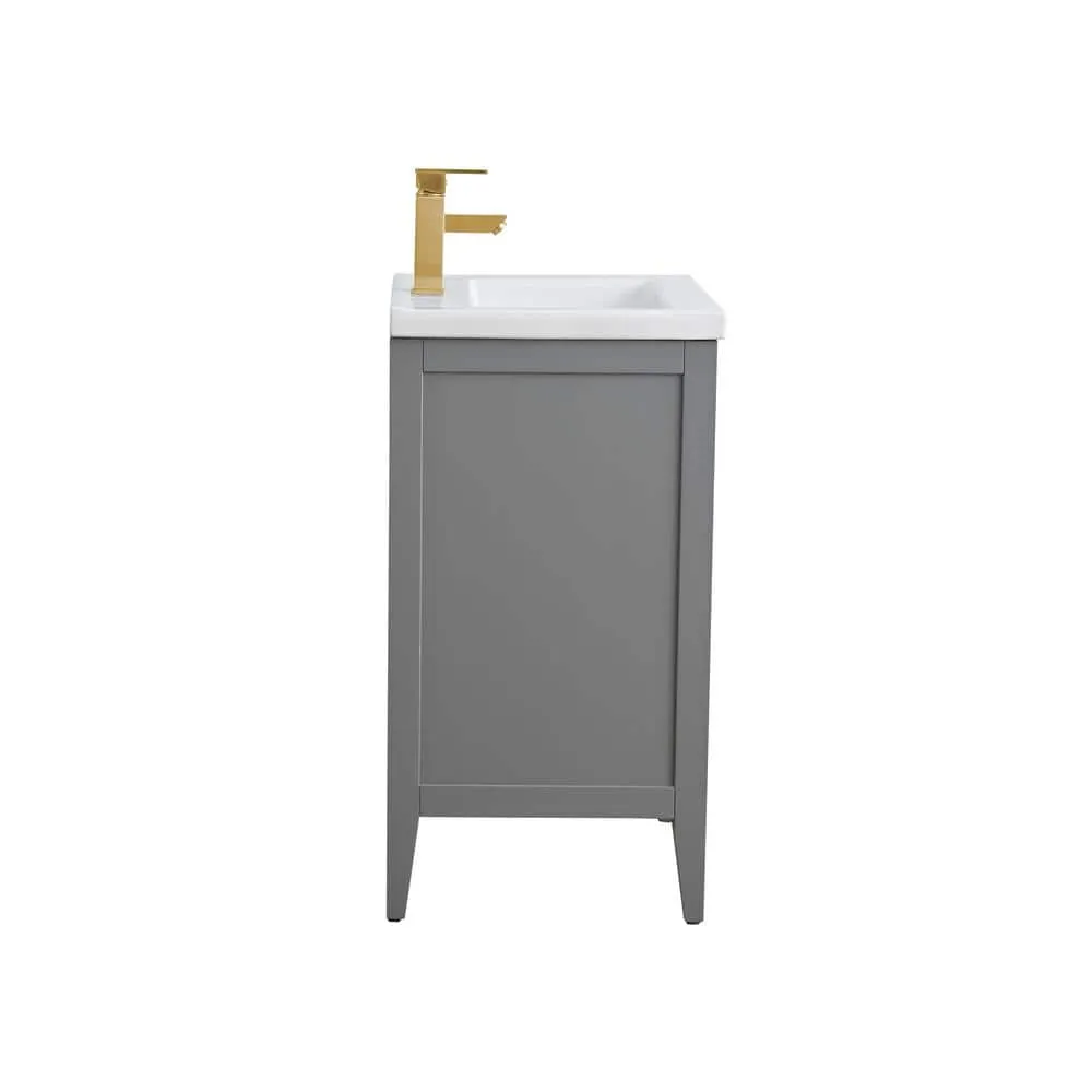 Vanity Art 24 in. W x 18.5 in D x 34 in. H Single Sink Bathroom Vanity Cabinet in Cashmere Gray with Ceramic Top, photo 2 of 12