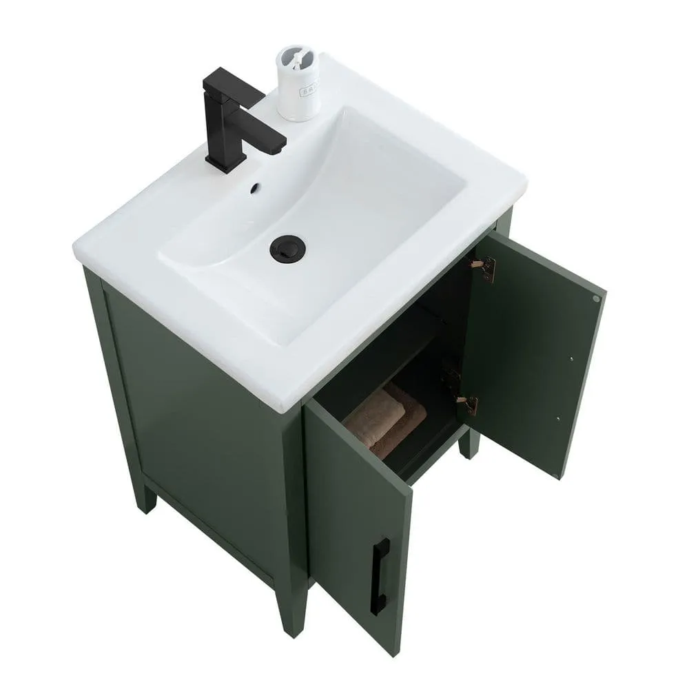 Vanity Art 24 in. W x 18.5 in. D x 34 in. H Single Sink Bathroom Vanity Cabinet in Vintage Green with Ceramic Top, photo 6 of 8