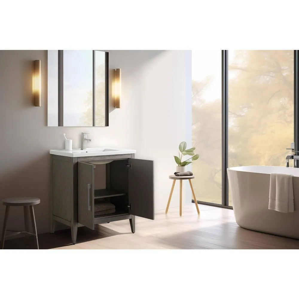 Vanity Art 30 in. W x 18.5 in D x 34 in. H Single Sink Bathroom Vanity Cabinet in Driftwood Gray with Ceramic Top, photo 10 of 14