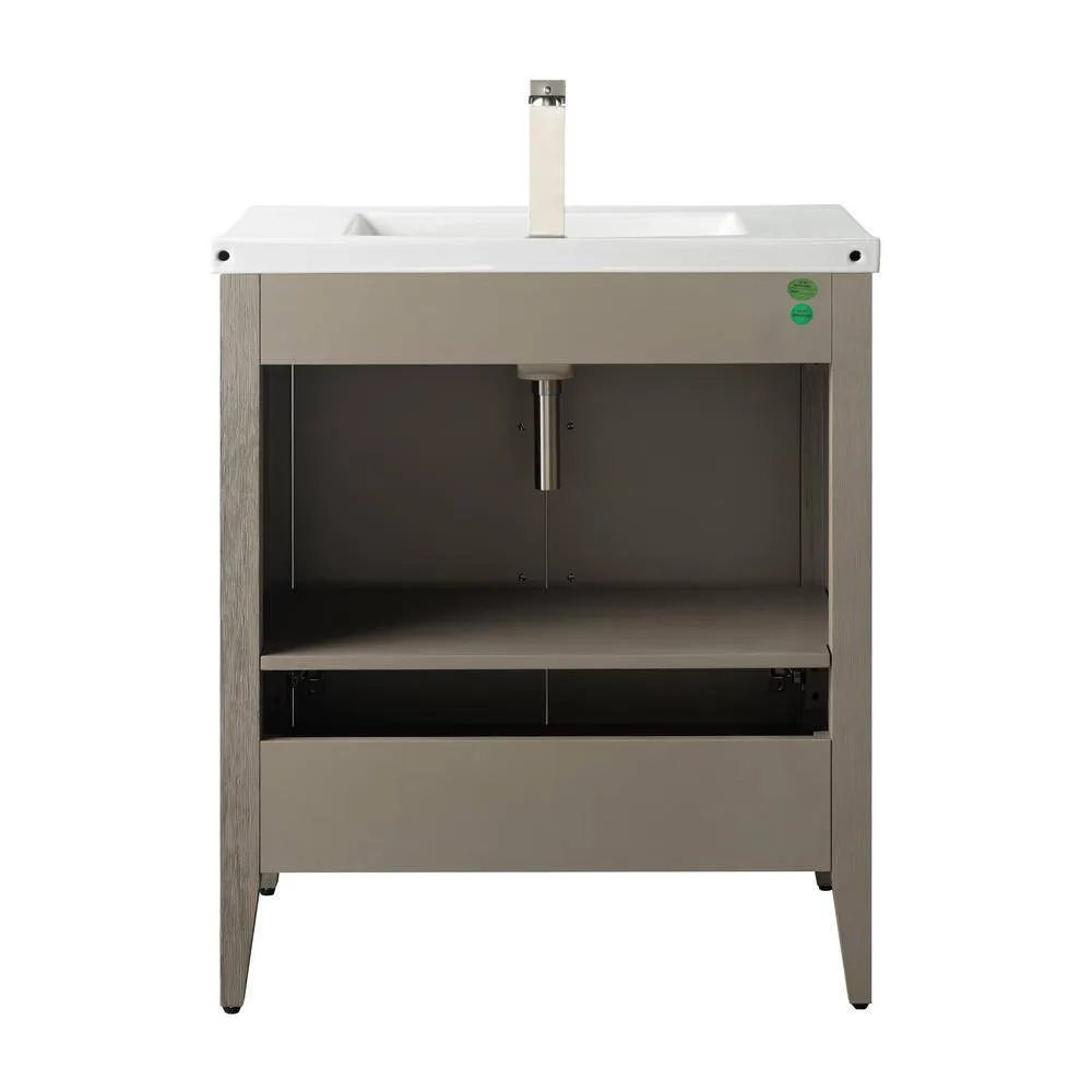 Vanity Art 30 in. W x 18.5 in D x 34 in. H Single Sink Bathroom Vanity Cabinet in Driftwood Gray with Ceramic Top, photo 11 of 14