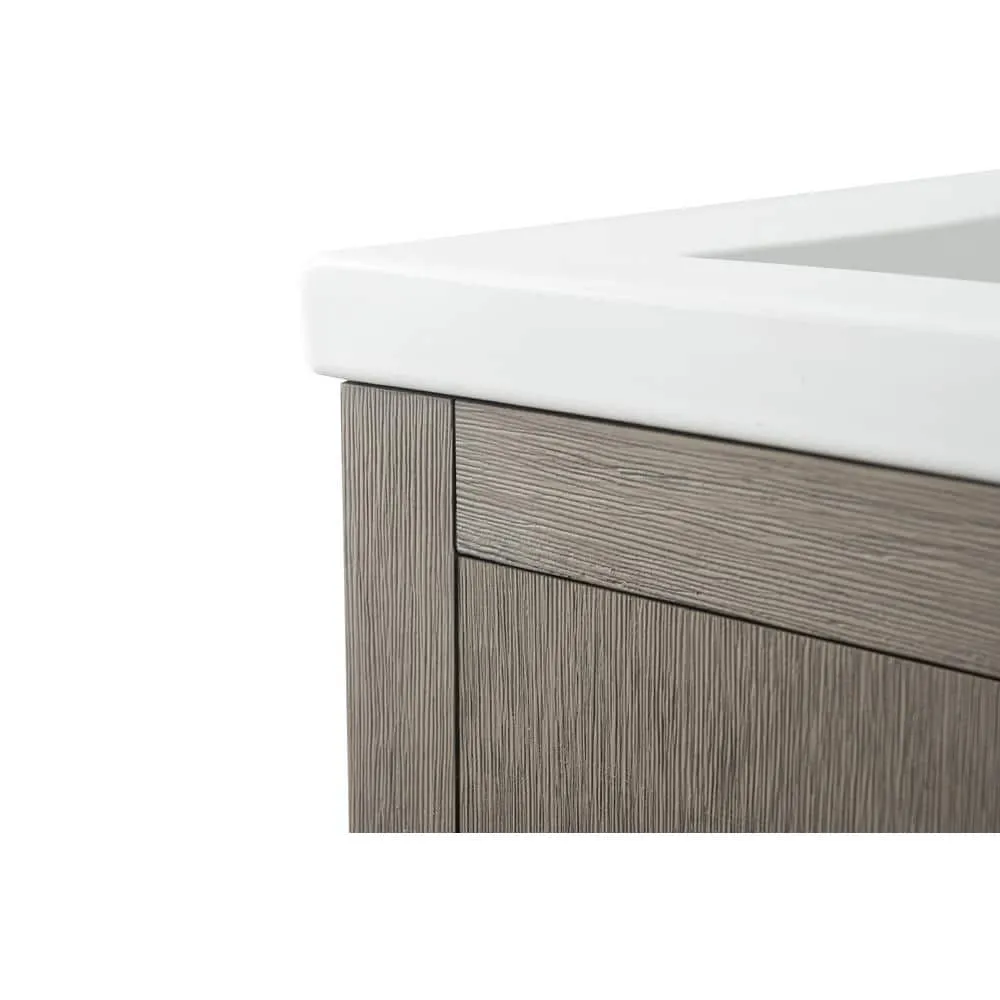 Vanity Art 30 in. W x 18.5 in D x 34 in. H Single-Sink Bathroom Vanity Cabinet in Driftwood Gray with Ceramic Top in White, photo 4 of 13