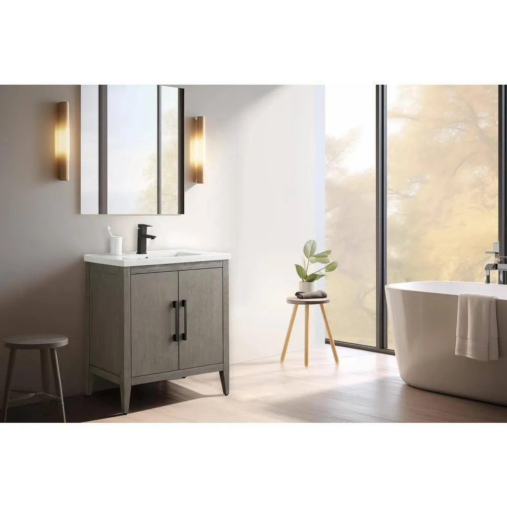 Vanity Art 30 in. W x 18.5 in D x 34 in. H Single-Sink Bathroom Vanity Cabinet in Driftwood Gray with Ceramic Top in White, photo 13 of 13