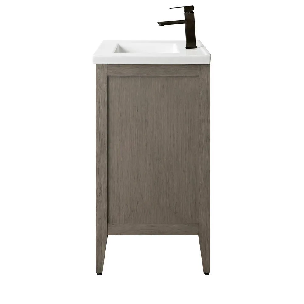 Vanity Art 30 in. W x 18.5 in D x 34 in. H Single-Sink Bathroom Vanity Cabinet in Driftwood Gray with Ceramic Top in White, photo 2 of 13