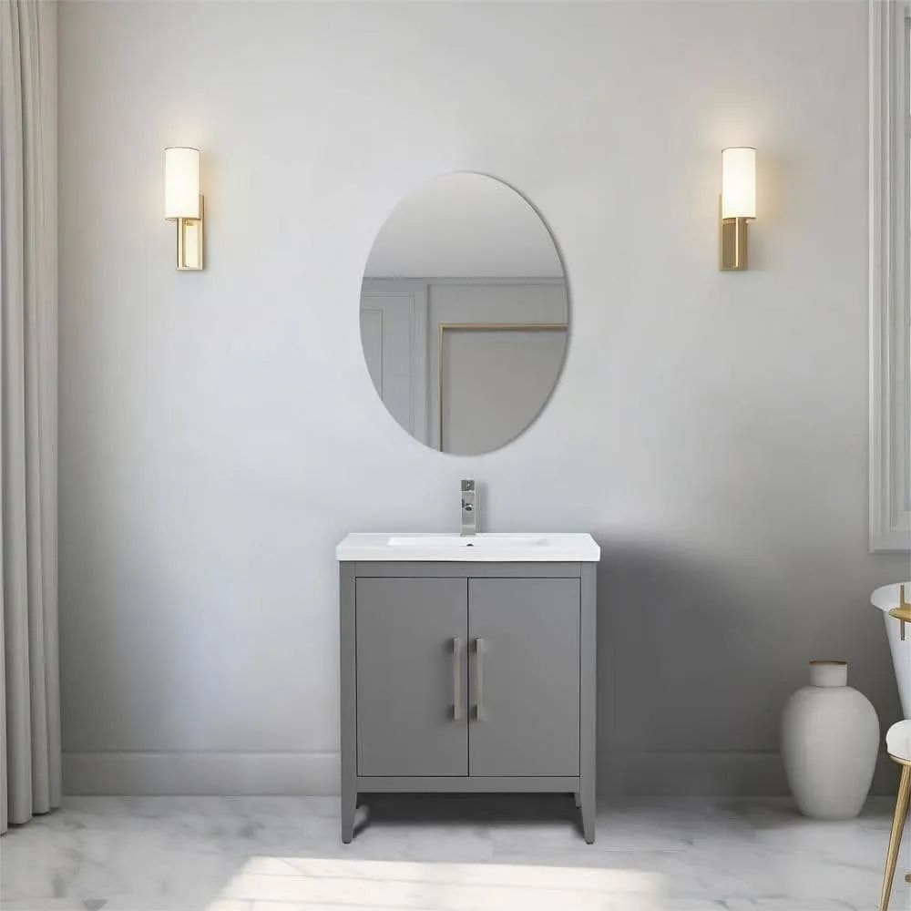 Vanity Art 30 in. W x 18.5 in D x 34 in. H Single Sink Bathroom Vanity Cabinet in Cashmere Gray with Ceramic Top, photo 14 of 14