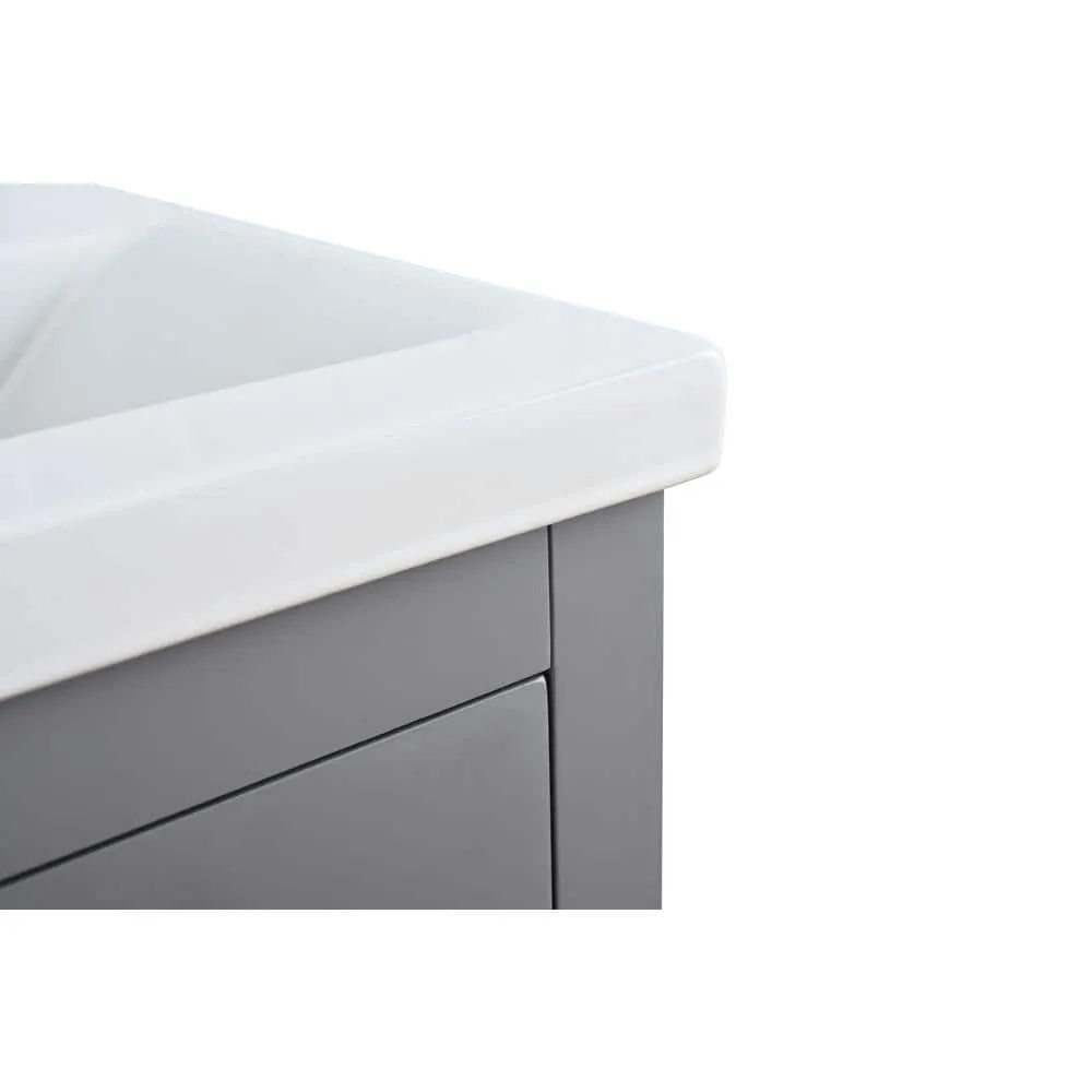 Vanity Art 30 in. W x 18.5 in D x 34 in. H Single Sink Bathroom Vanity Cabinet in Cashmere Gray with Ceramic Top, photo 3 of 14