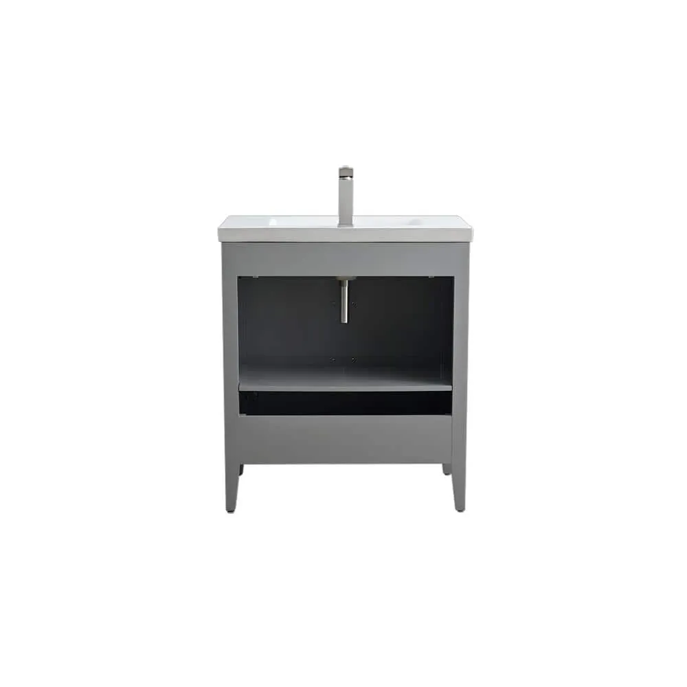 Vanity Art 30 in. W x 18.5 in D x 34 in. H Single Sink Bathroom Vanity Cabinet in Cashmere Gray with Ceramic Top, photo 6 of 14