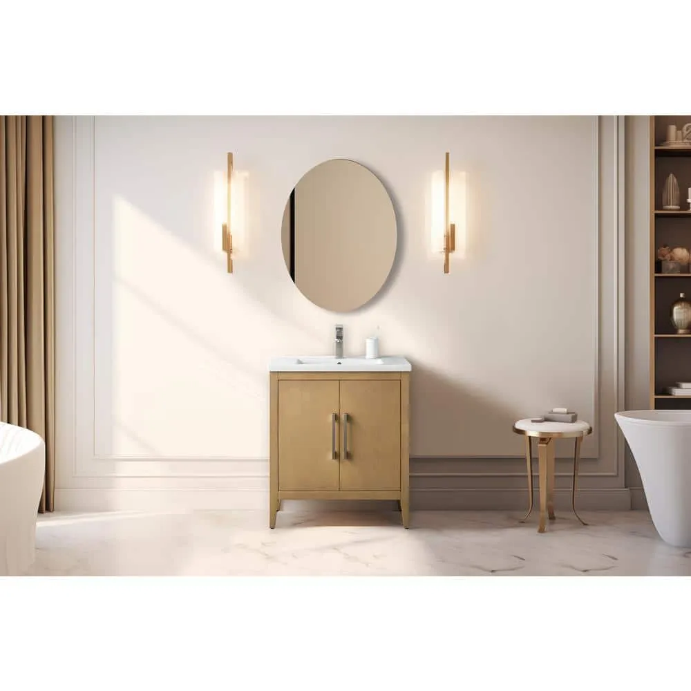 Vanity Art 30 in. W x 18.5 in D x 34 in. H Single Sink Bathroom Vanity Cabinet in Natural Oak with Ceramic Top, photo 7 of 13